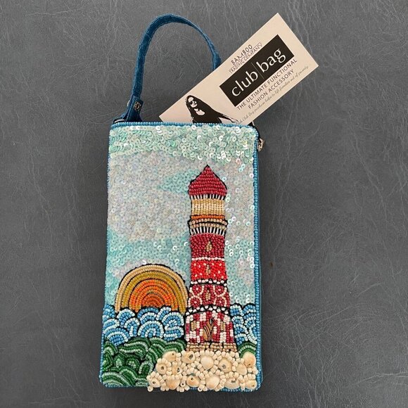 Bamboo Trading Company Club Bag Crossbody Sequins Beads Shells Beachy Resortwear - Picture 2 of 11